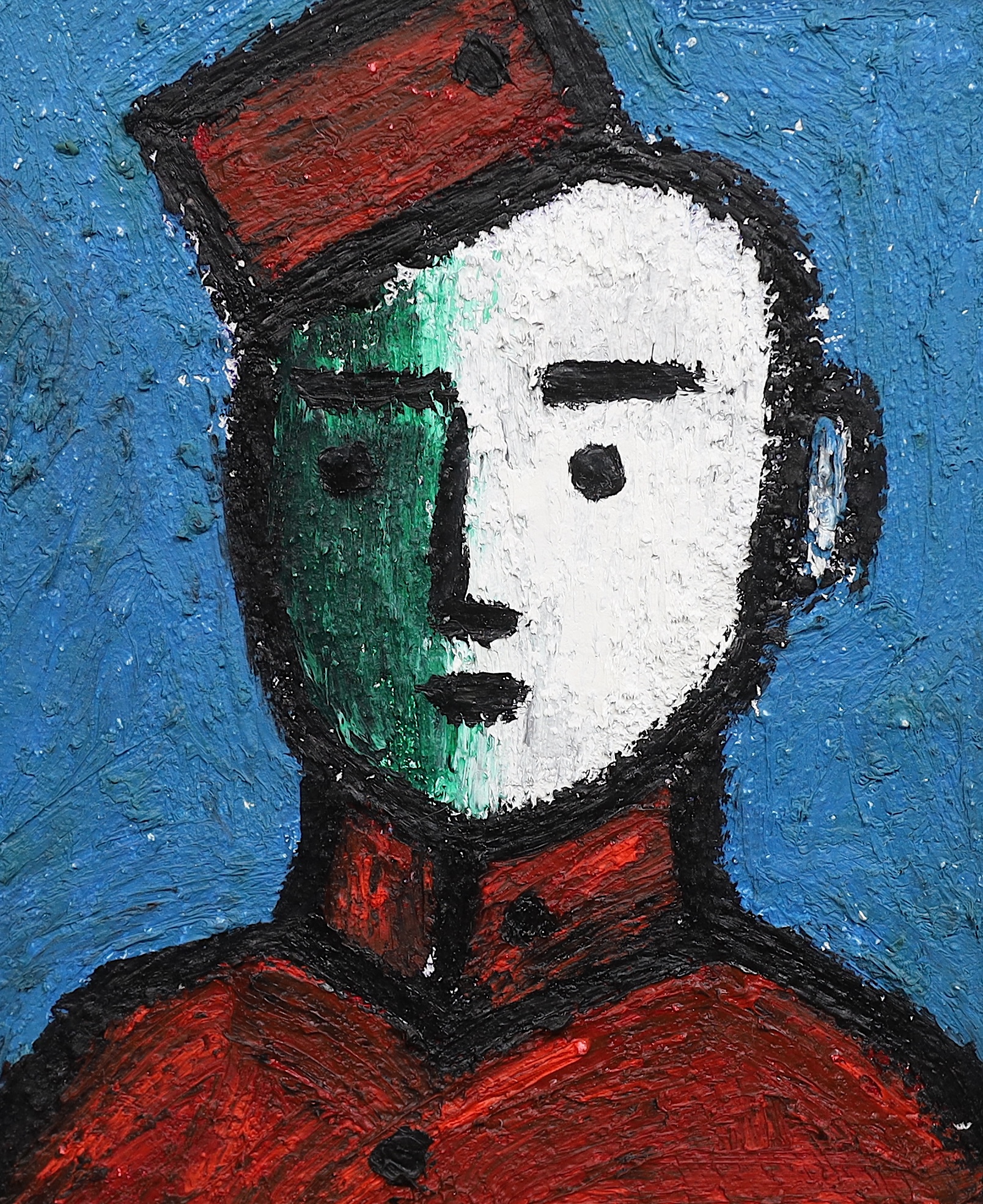 Adam King (contemporary), impasto oil on board, 'Bell Boy 2014', signed and dated '14 verso and titled by the artist, 30 x 25cm